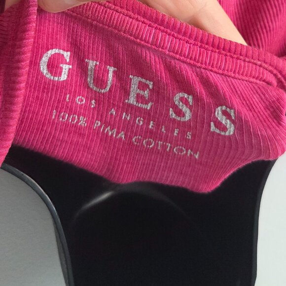 Guess vintage style pink washed tshirt henley - Picture 3 of 4